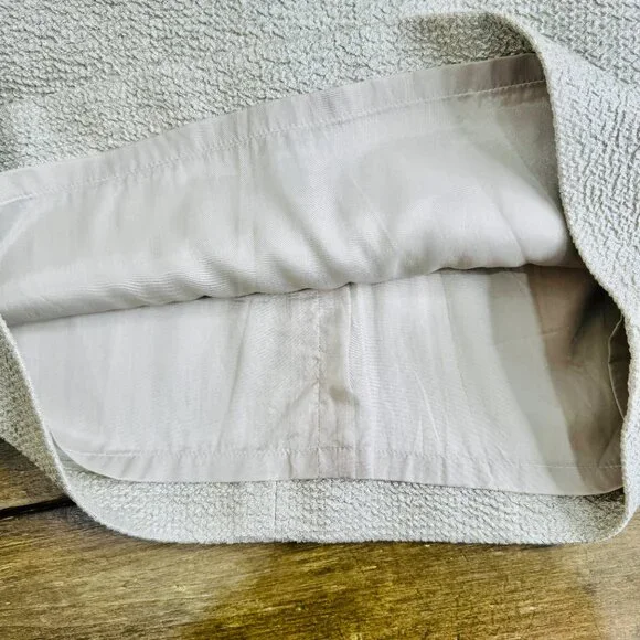 ESCADA Jacquard Metallic Sheath Dress Light Sand Shoulder Details SZ 40 /US 10 - Picture 9 of 14